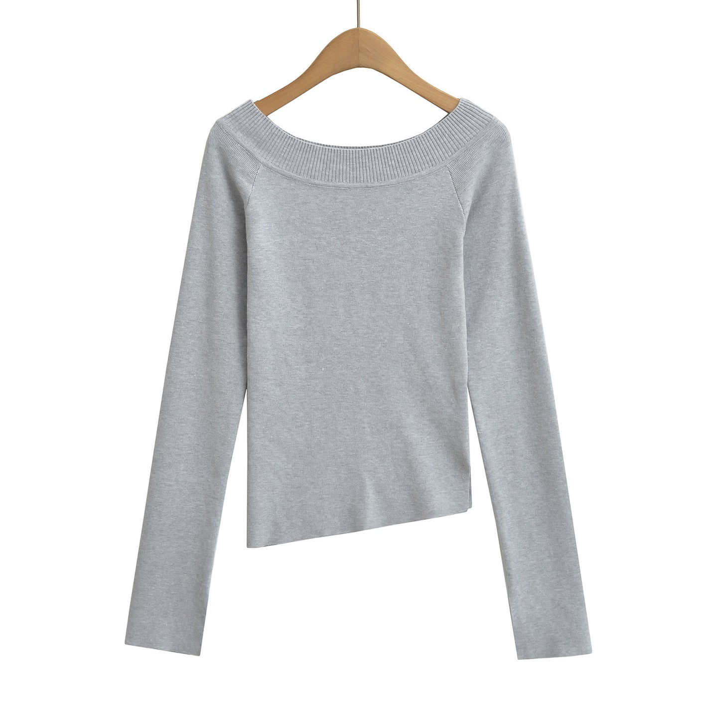 One neck slanted shoulder, off shoulder elastic slim fit top