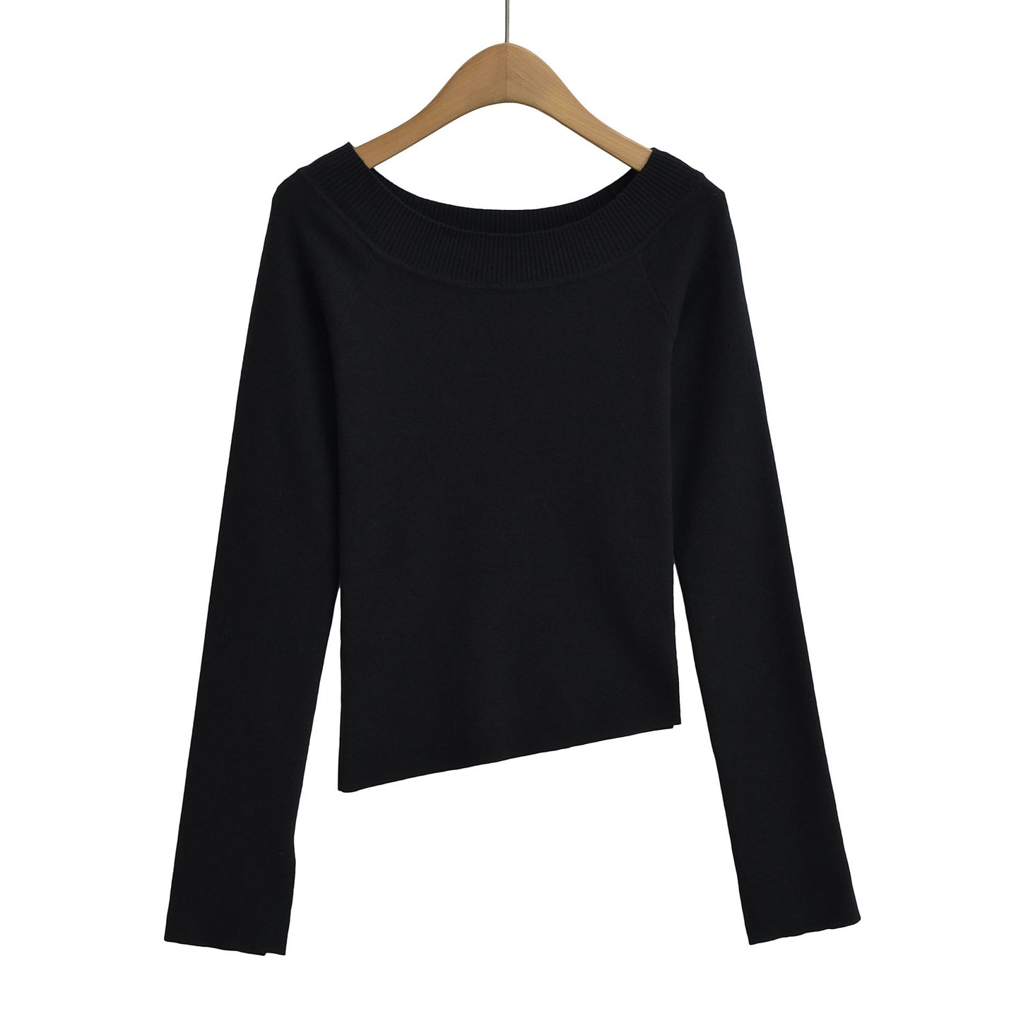 One neck slanted shoulder, off shoulder elastic slim fit top