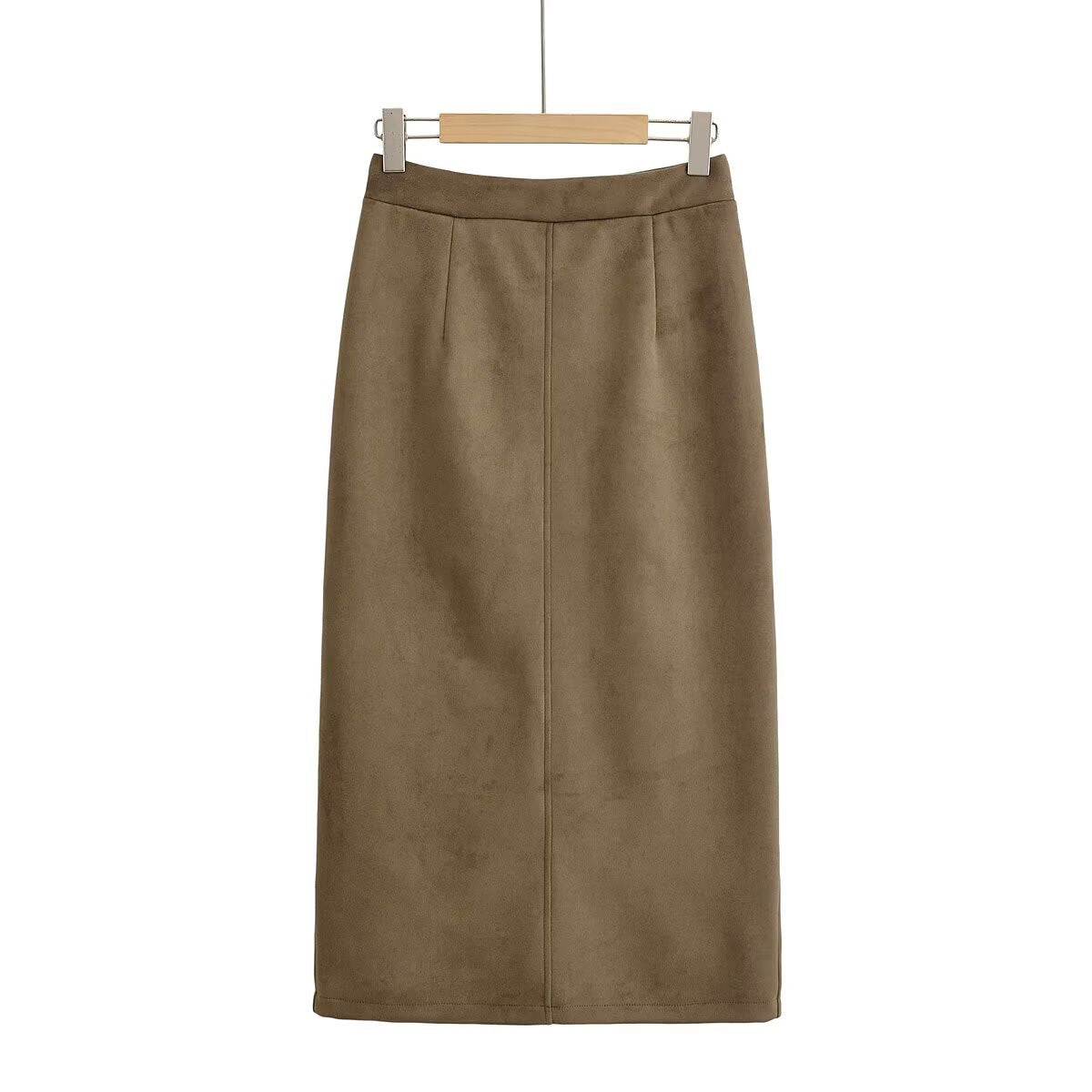 Versatile and versatile suede material women's long skirt